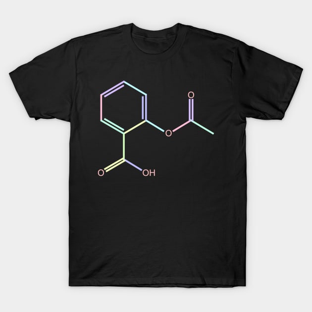 Aspirin Kawaii Pastel Rainbow Molecule T-Shirt by ChemECool